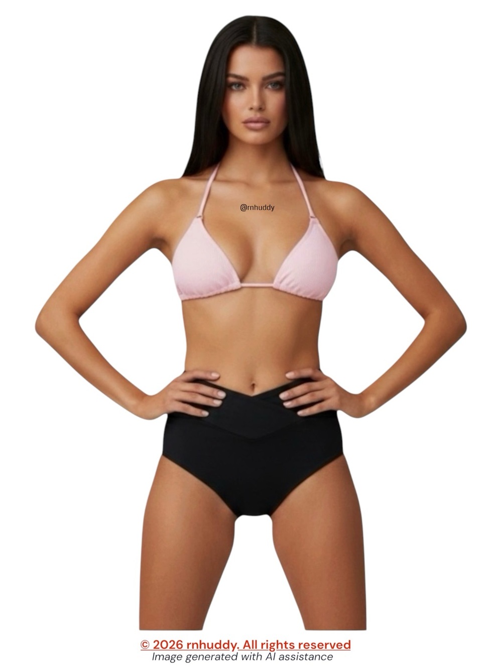 Aerie L pink black bikini